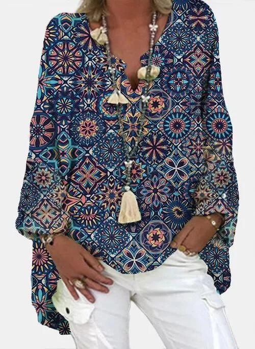 Vibrant Printed V Neck Top Greta 
