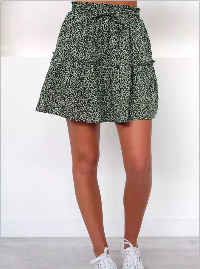 Floral Ruffle High Waist Skirt by Greta 