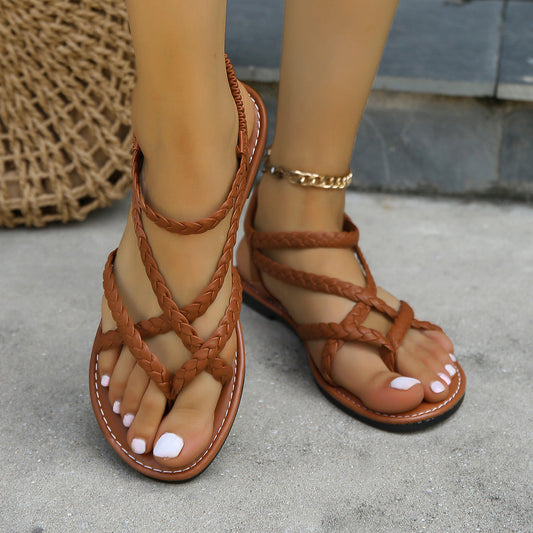 Woven Flat Beach Sandals by Greta 