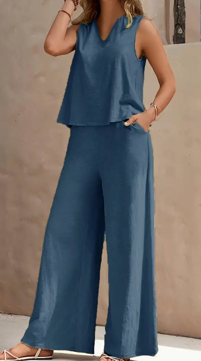 Chic Summer Greta  Wide Leg Pants Set