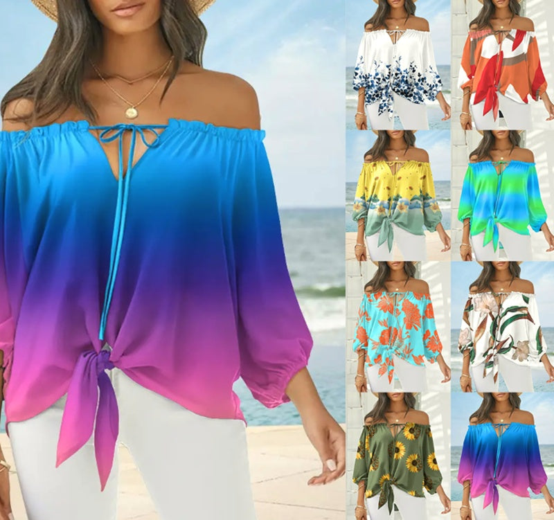 Chic Off Shoulder Printed Top Greta 