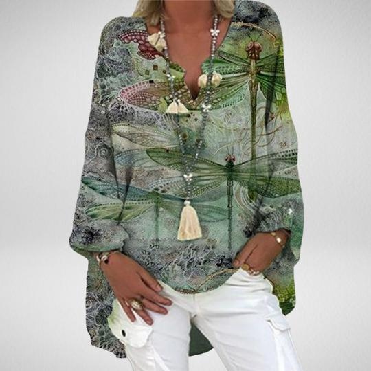 Vibrant Printed V Neck Top Greta 