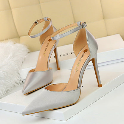 Elegant Silk Pointed Heels by Greta 