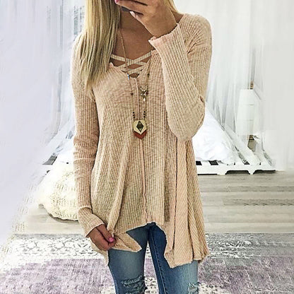 Elegant V-Neck Irregular Blouse by Greta 