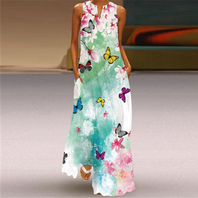 Retro Print Long Dress by Greta 
