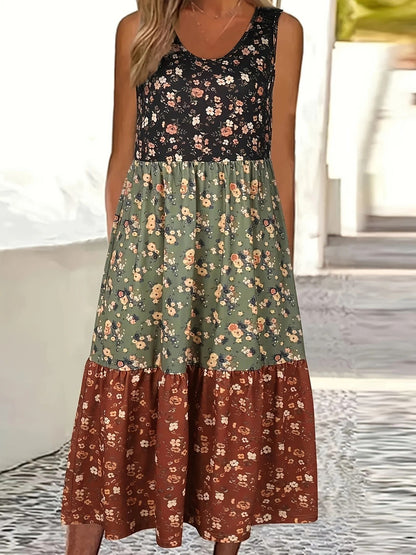 Floral Tiered Greta  Casual Vest Dress