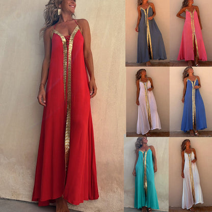 Elegant Lace-Up Halterneck Dress by Greta 