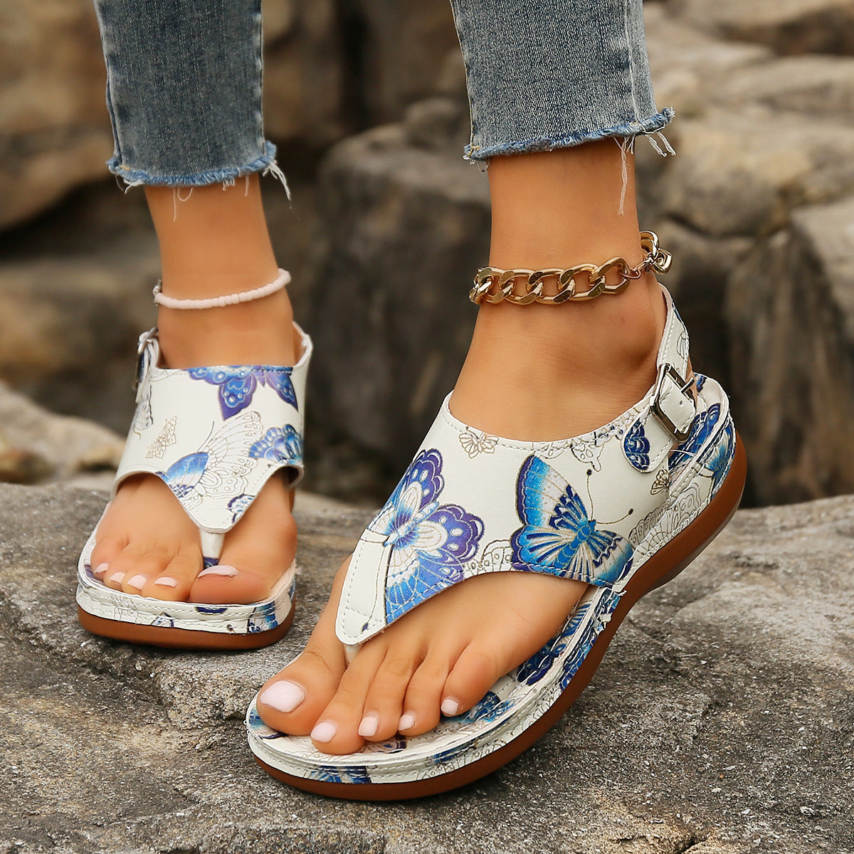 Floral Wedge Sandals by Greta 