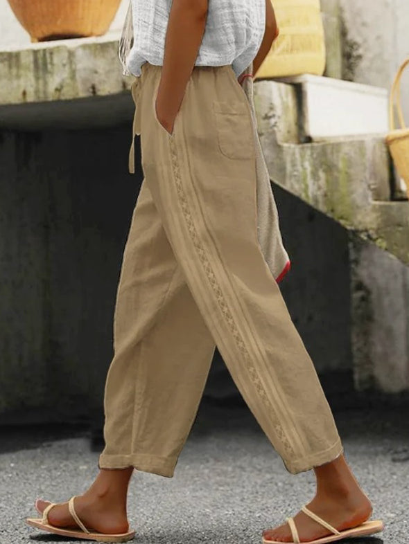 Elegant Cotton Linen Cropped Pants Greta 