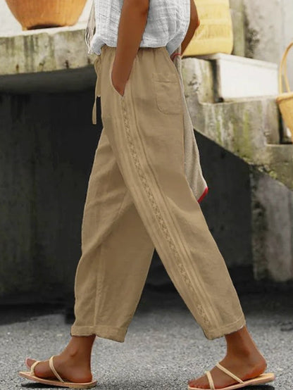 Elegant Cotton Linen Cropped Pants Greta 