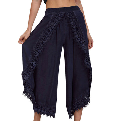 Elegant Wide-Leg Lace Pants by Greta 