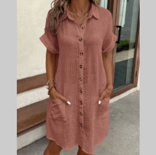Chic Short Sleeve Shirt Dress by Greta 