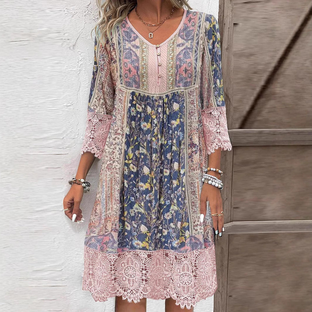 Retro Floral Lace Dress by Greta 