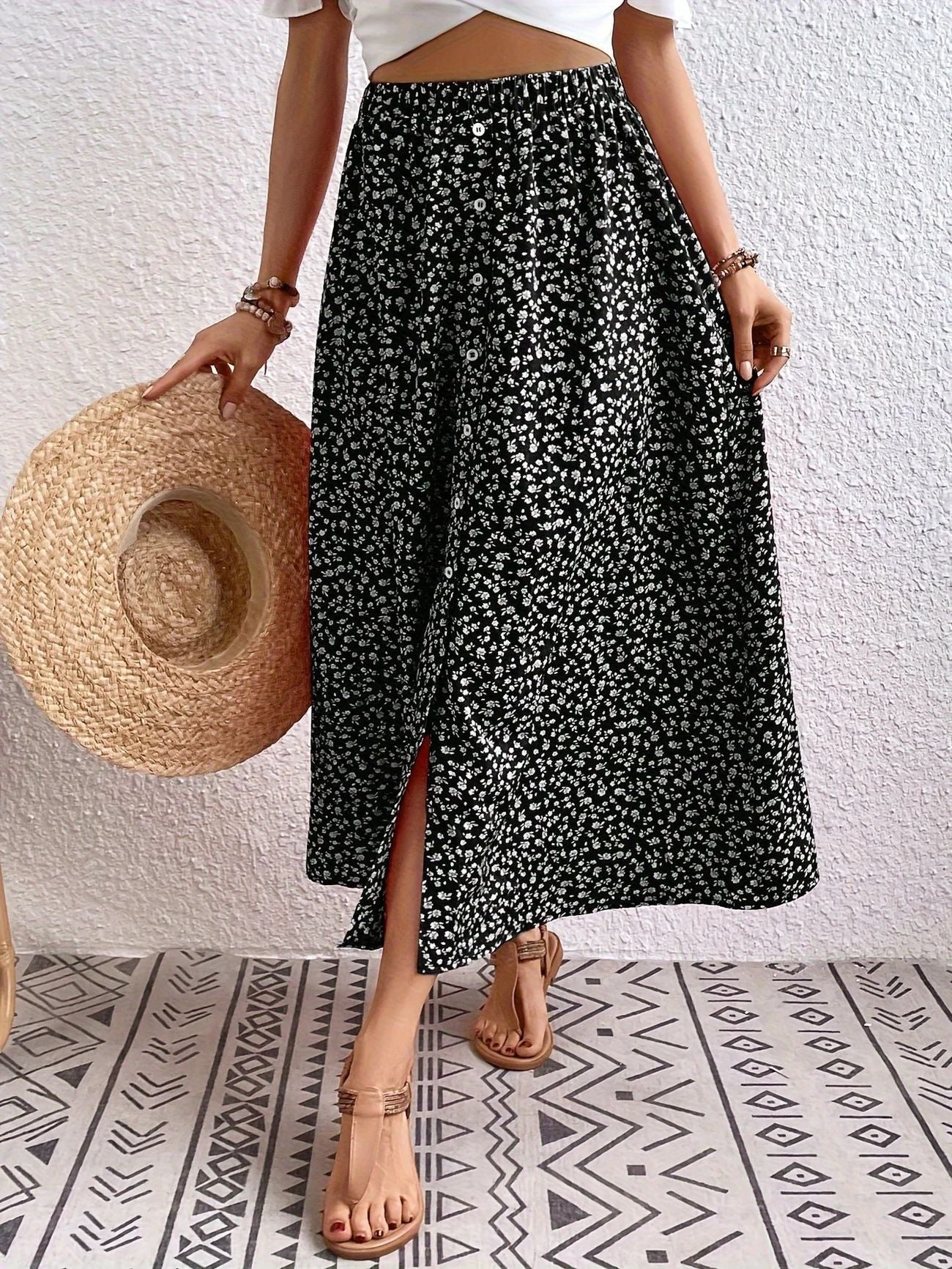 Pastoral Floral A-Line Skirt by Greta 