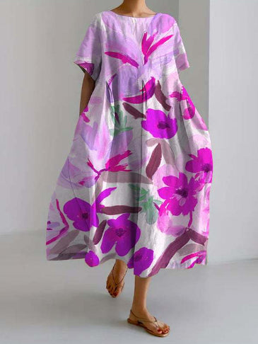 Artful Floral Greta  Summer Midi Dress