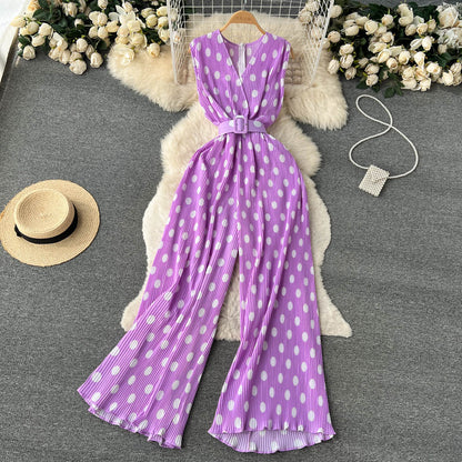 Chic Polka Dot Chiffon Jumpsuit by Greta 