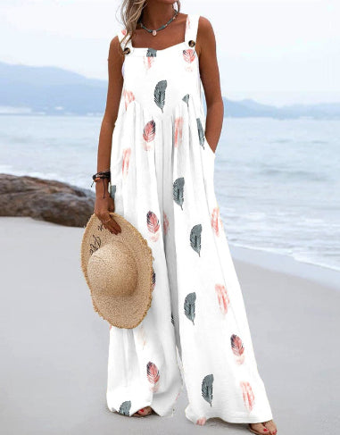 Vibrant Print Greta  Wide Leg Romper