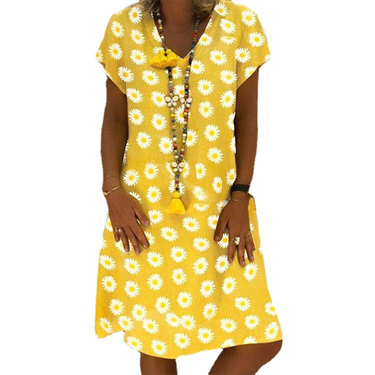 Vibrant Floral Greta  Summer V-Neck Dress