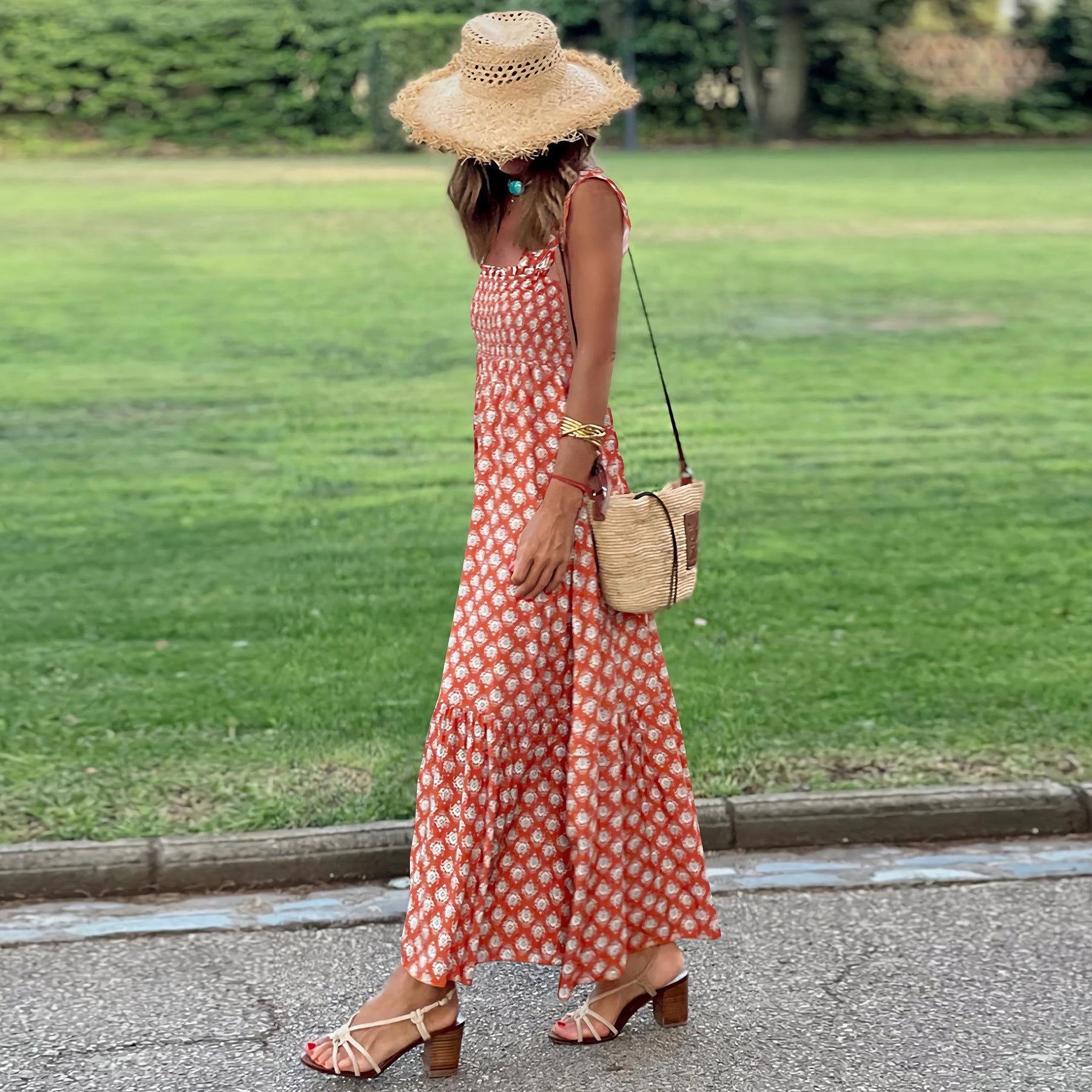 Elegant Floral Strap Dress by Greta 