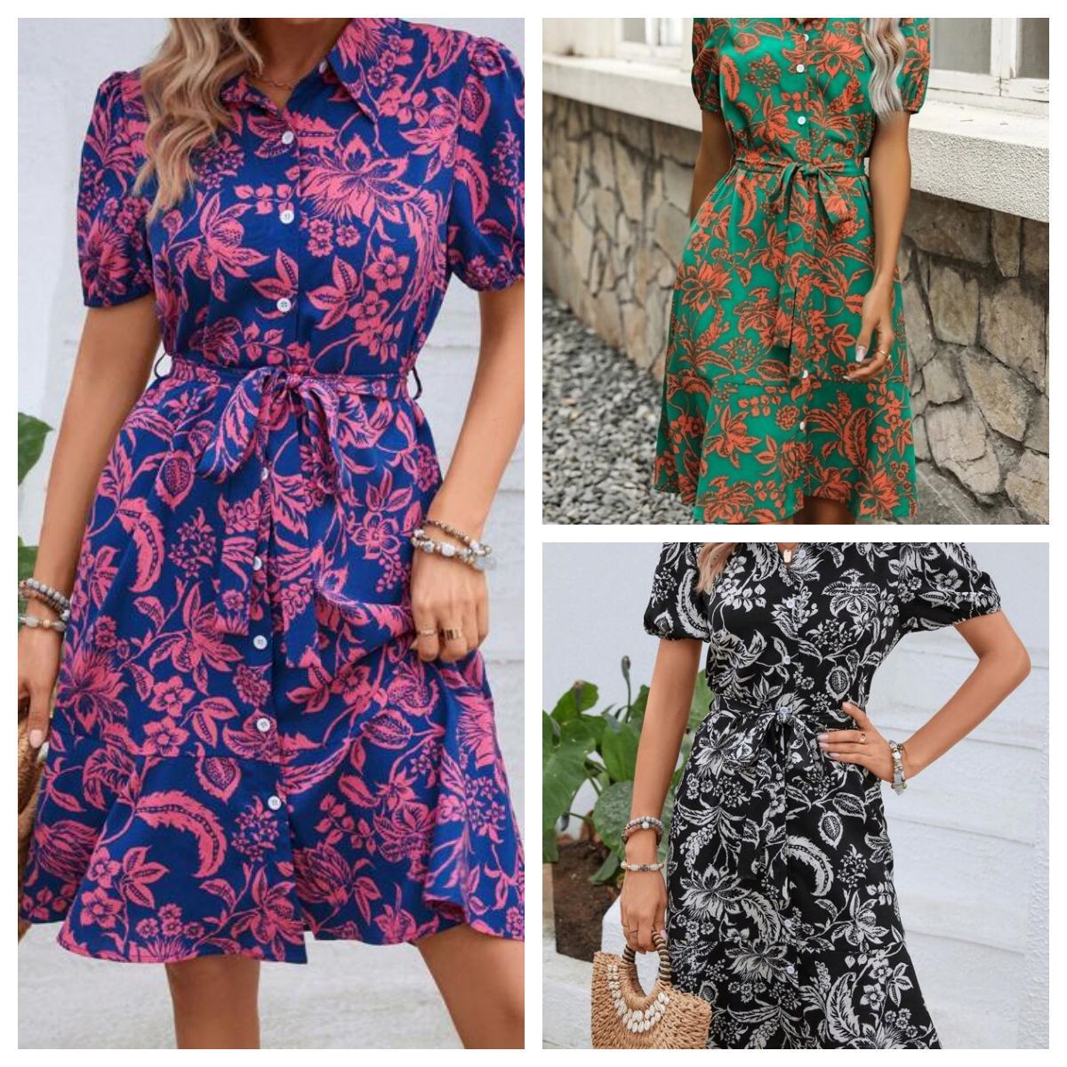 Floral Button-Up Greta  Summer Shirt Dress
