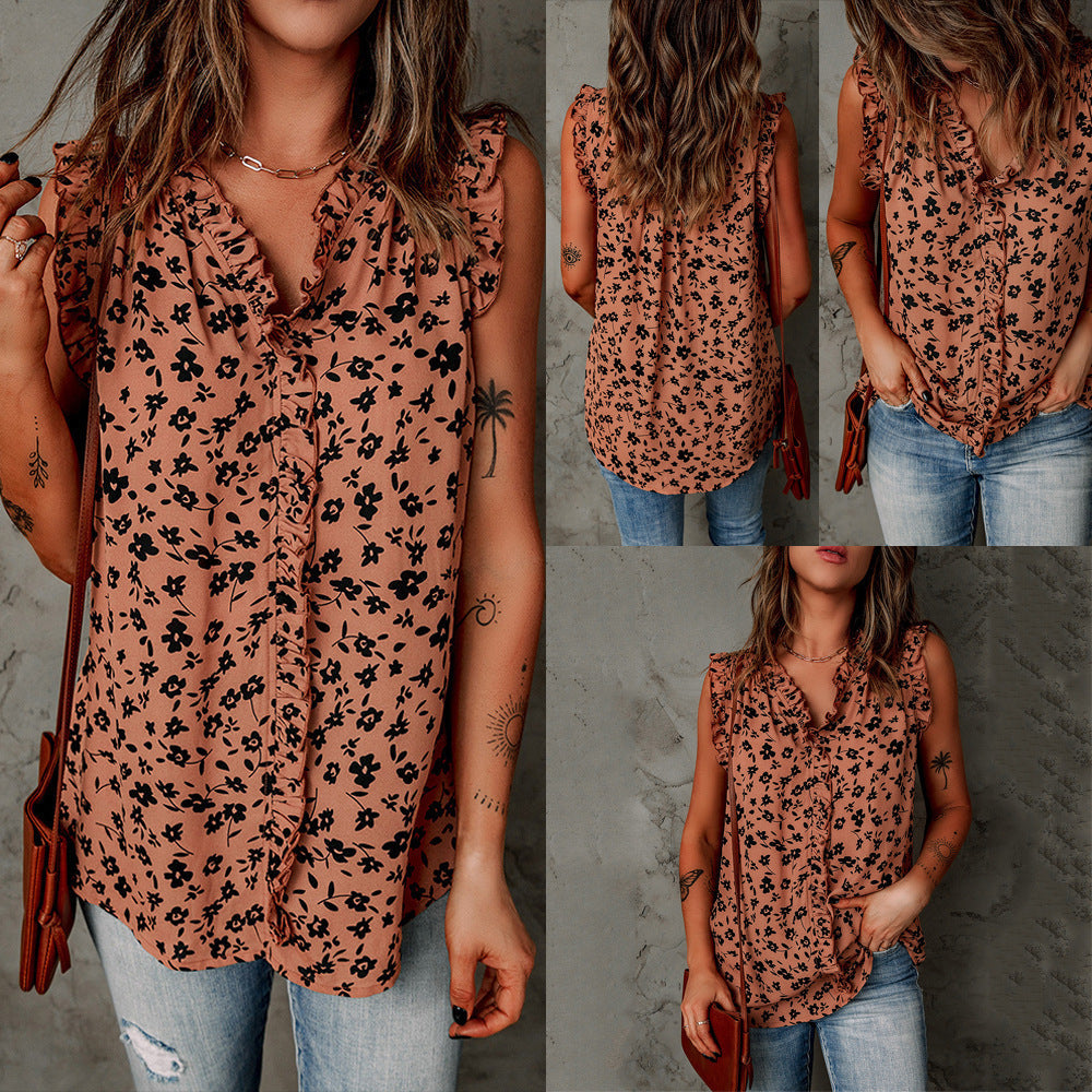 Chic Leopard Print Sleeveless Blouse by Greta 