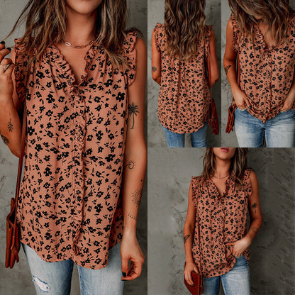 Chic Leopard Print Sleeveless Blouse by Greta 