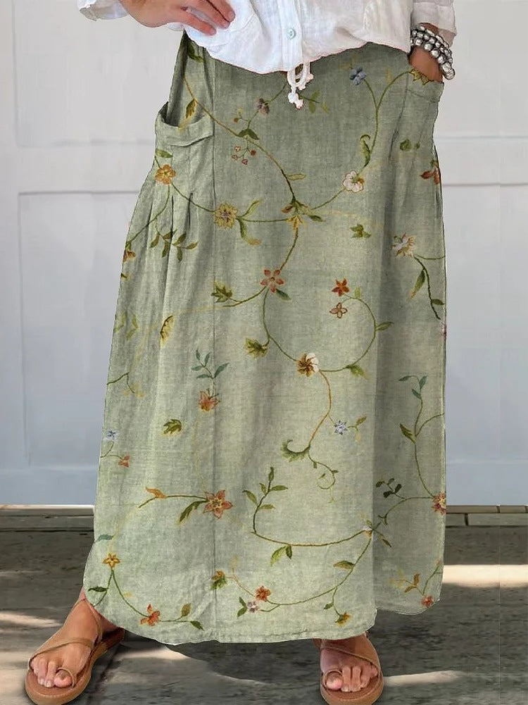 Retro Floral Greta  Everyday Pocket Skirt