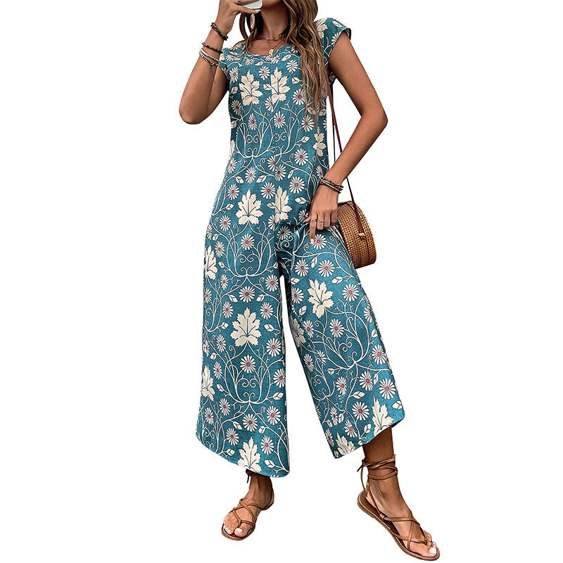Floral Wide Leg Jumpsuit by Greta 