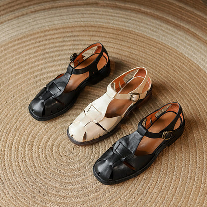 Retro Cowhide Roman Sandals by Greta 