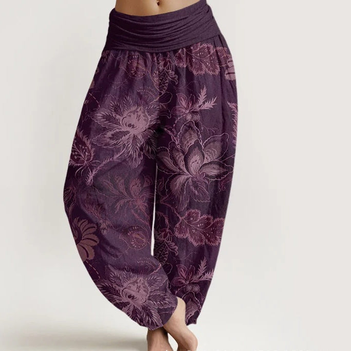 Retro Floral Wide-Leg Pants by Greta 