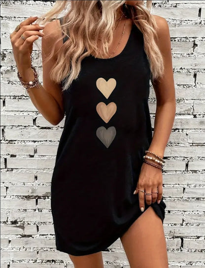 Heart Print Greta  Everyday Tank Dress