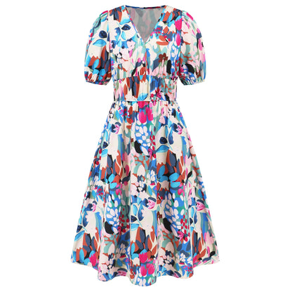 Bohemian Floral V-Neck Dress by Greta 