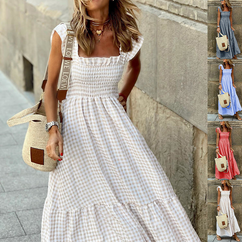 Plaid Ruffle Maxi Dress by Greta 
