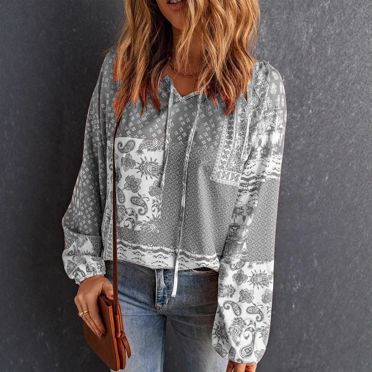 Boho Print Greta  Long Sleeve Blouse