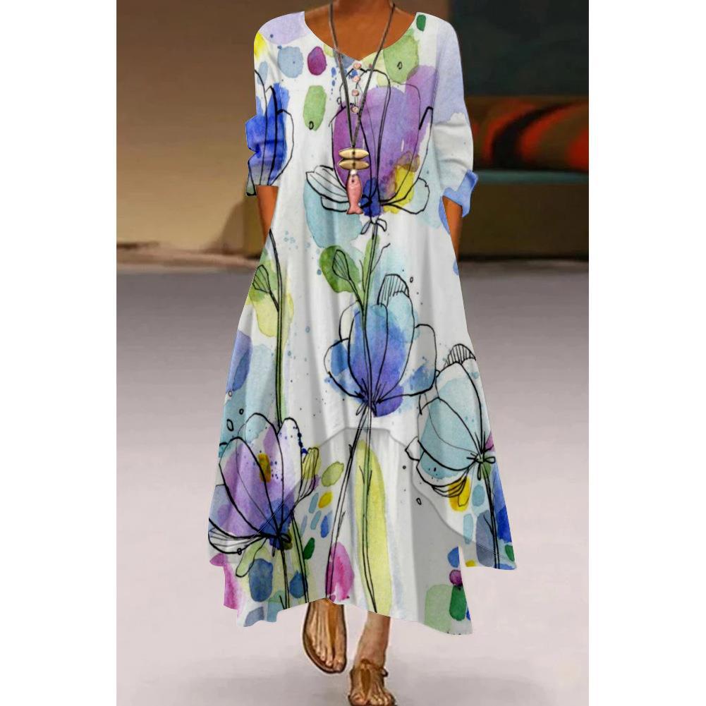 Artistic Floral Swing Dress by Greta 