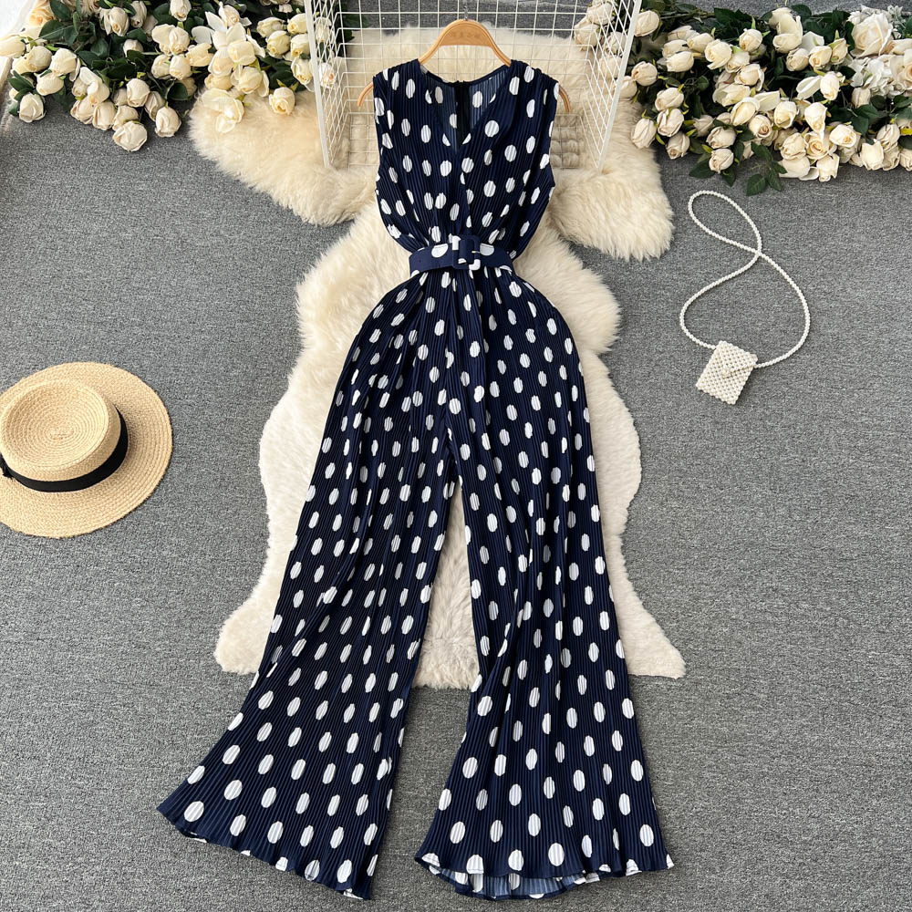 Chic Polka Dot Chiffon Jumpsuit by Greta 