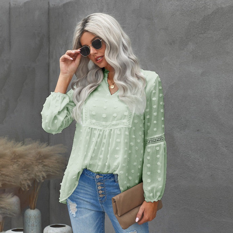 Chic Lace V-Neck Blouse by Greta 