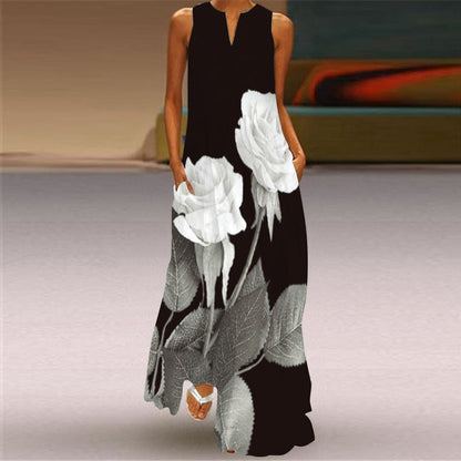 Retro Print Long Dress by Greta 