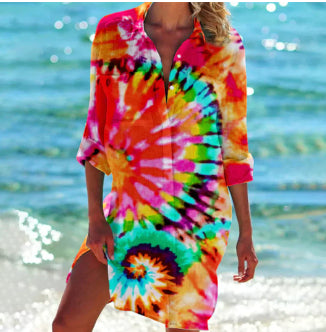 Vibrant Crepe Beach Cover-Up by Greta 