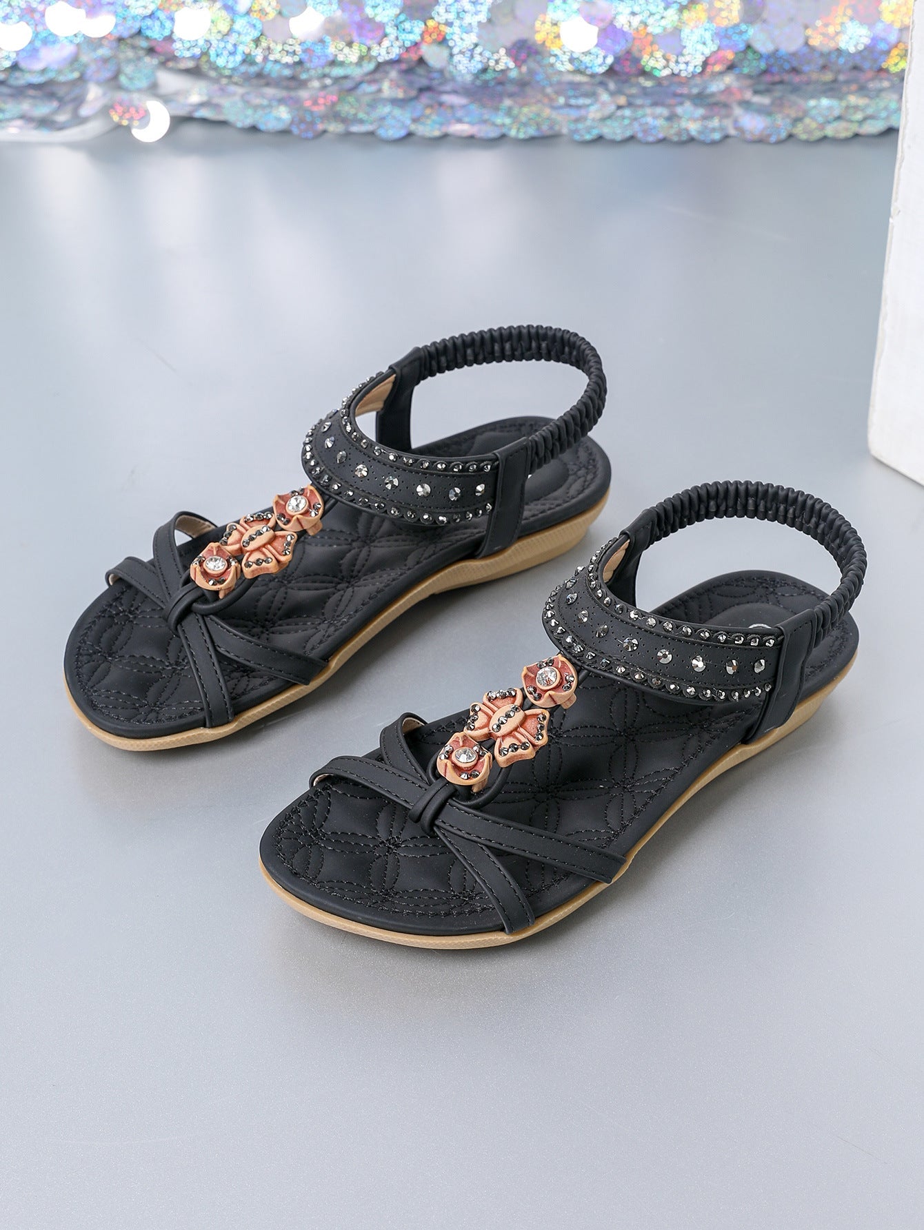 Chic Diamond Flat Sandals by Greta 
