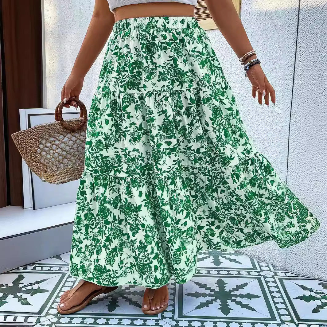 Floral Print Greta  Plus Size Maxi Skirt