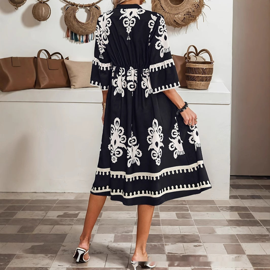 Boho Print V-Neck Dress Greta 