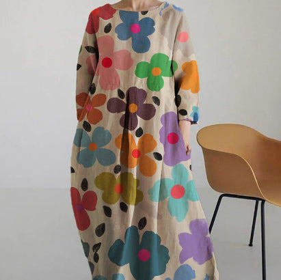 Vibrant Floral A-Line Dress by Greta 