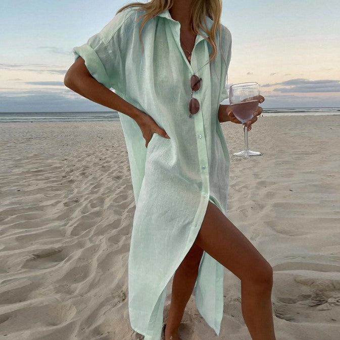 Lightweight Greta  Cotton Cardigan Dress