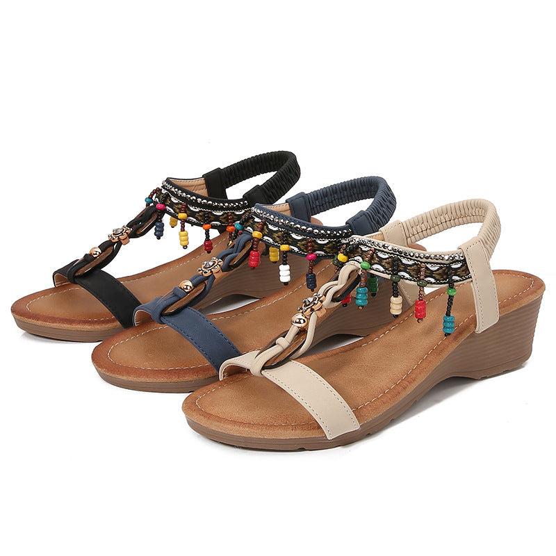 Chic Rhinestone Wedge Sandals by Greta 