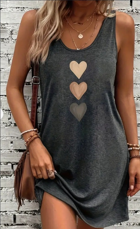 Heart Print Greta  Everyday Tank Dress