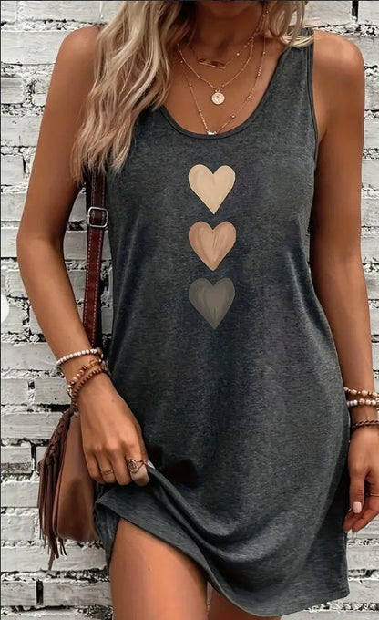 Heart Print Greta  Everyday Tank Dress