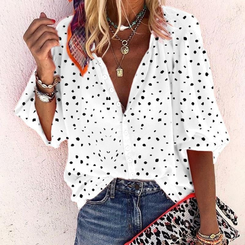 Chic Printed Long Sleeve Blouse by Greta 