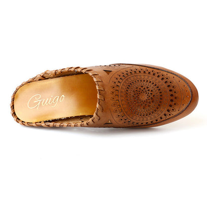 Vintage Leather Mid-Heel Sandals by Greta 