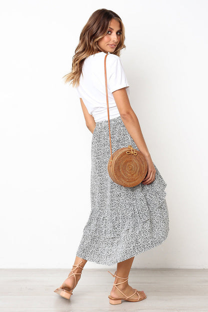 Floral Ruffle Midi Skirt by Greta 